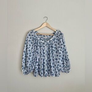 Doen Blouse Top - Blue Bird Floral - size S
